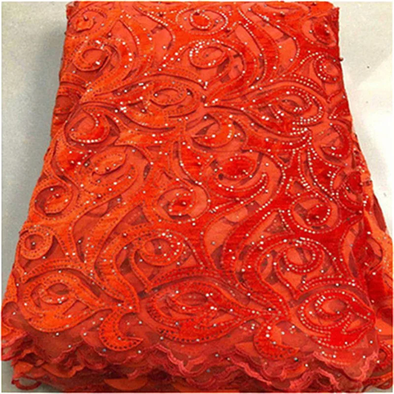 Блестящие пайетки Французский кружевной ткани с бисером камни 3D цветы