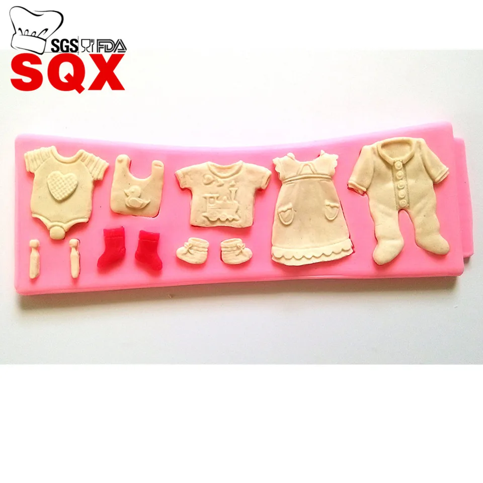 HOT 3D Baby Clothes Shower Silicone Molds Fondant Cake decoratings Tools wedding party Chocolate Baking SQ15181 | Дом и сад