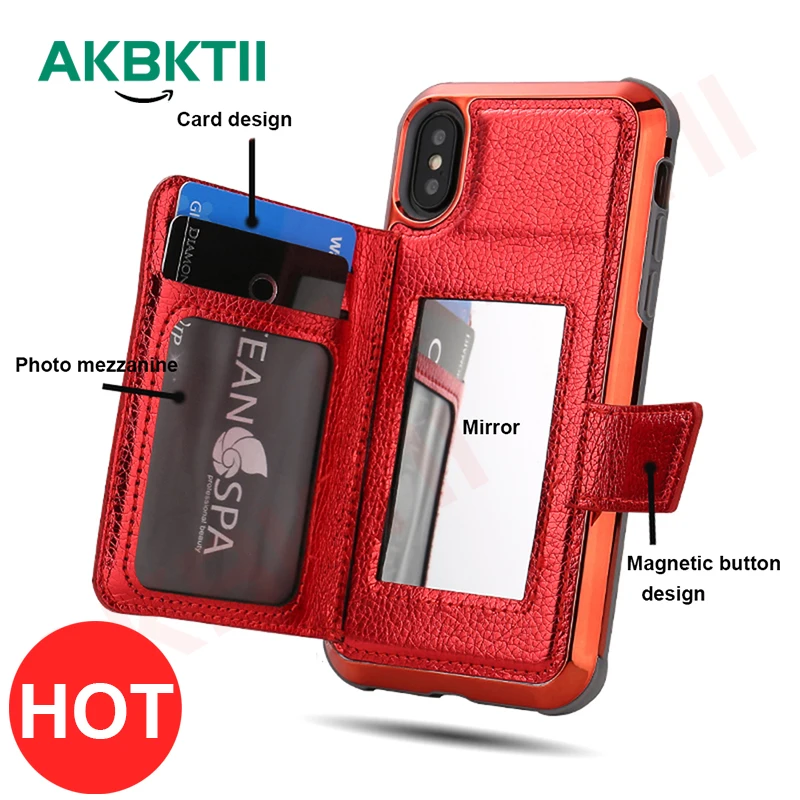 AKBKTII чехол для iPhone 7 Искусственная кожа личи телефона XS Max X XR случае 6s 8 плюс