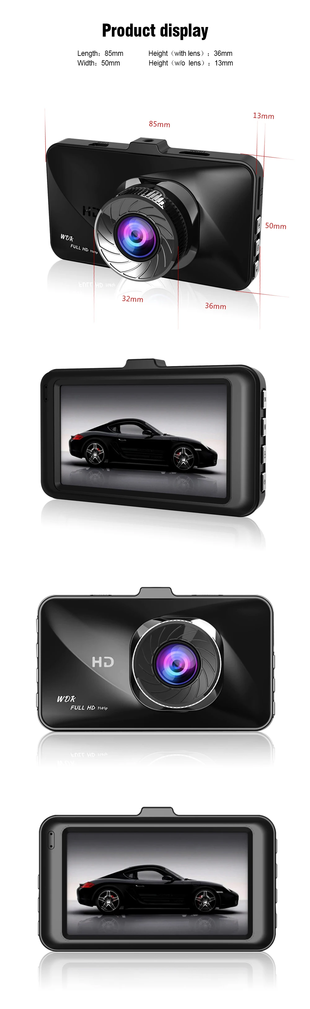 Автомобильная камера DVR Dashboard camera Dash Cam 1080 P " FHD с 170 градусов широкоугольным g-датчиком движения ночного видения Регистратор