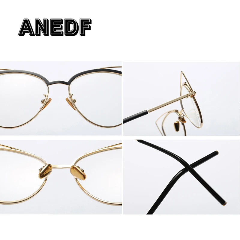 ANEDF Fashion Cat Eye Read Glasses Frame Women Clear Lens Big Metal Retro Female Eyeglasses | Аксессуары для одежды