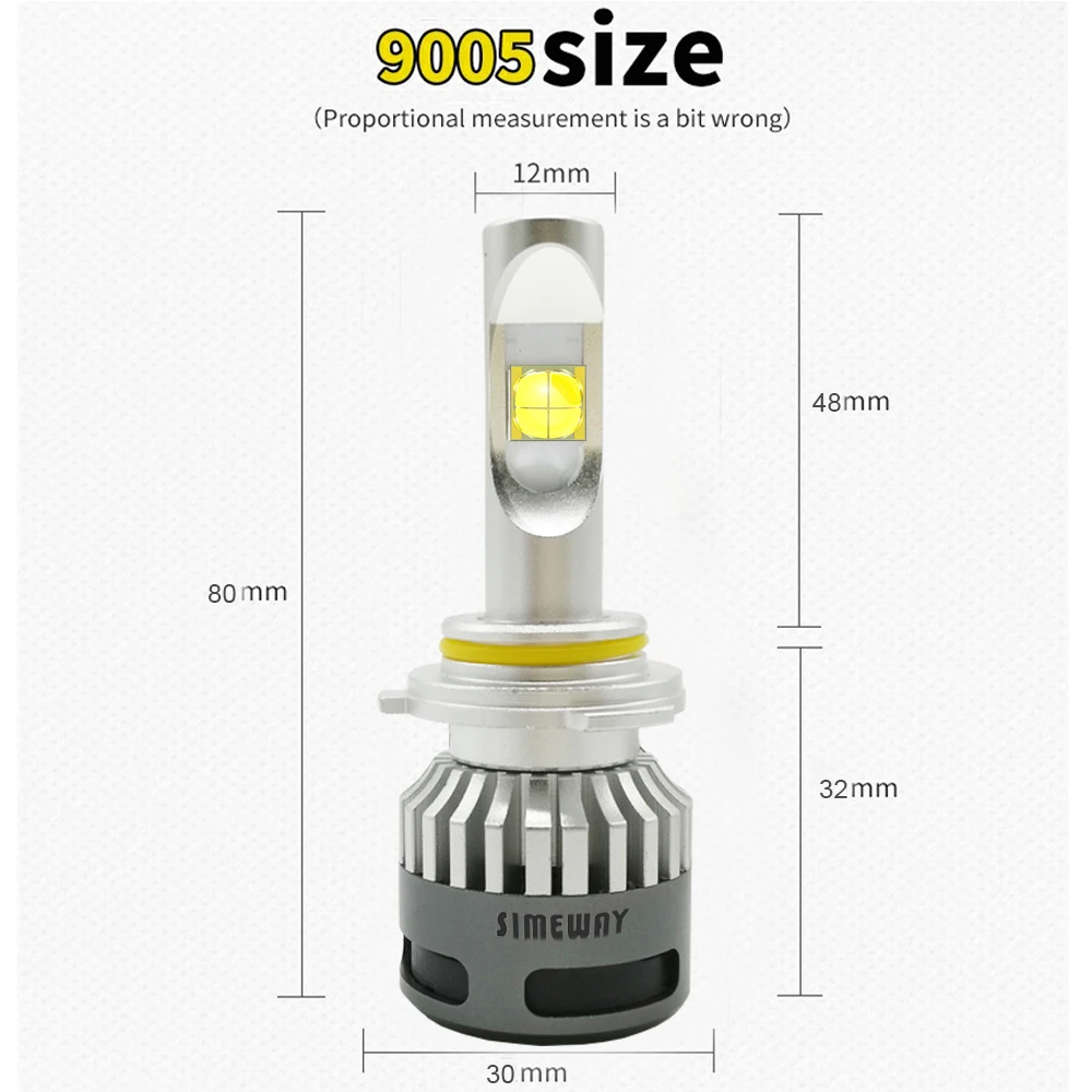 2 шт. светодиод turbo 9006 HB4 100 Вт 12000lm фары D1S D2S/R/H D4S H4 H7 h11/8/9 9005 hb3 H1 Светодиодная лампа E70