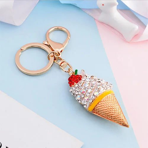 white Креативный корейский мини-мороженое брелок для девочек модный рюкзак прекрасный индивидуальный кулон - Цвет: white