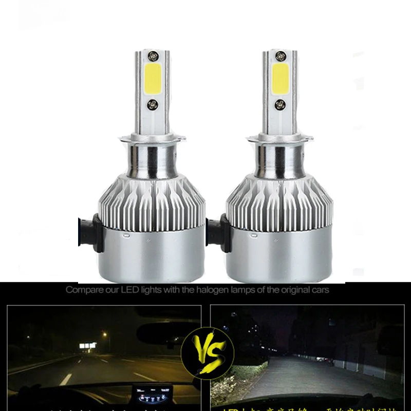 Супер Яркий H3 Lampadina 72 Вт/пара Fari Auto Ha Condotto La Lampada Con Ventilatore 6500K Bianco 12в 36в