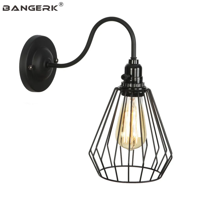 

Industrial Wind Vintage Wall Light LED Edison Sconces Switch Iron Cage Antique Loft Wall Lamp Home Decor Lighting Wandlamp