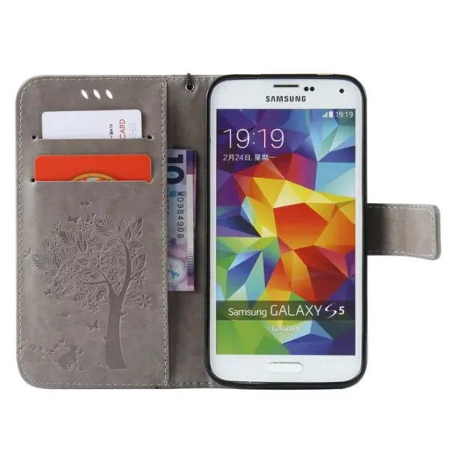 Разноцветная Pattern Серый Тиснение Слот Для Карты Бумажник PU Кожа Стенд Флип Дело