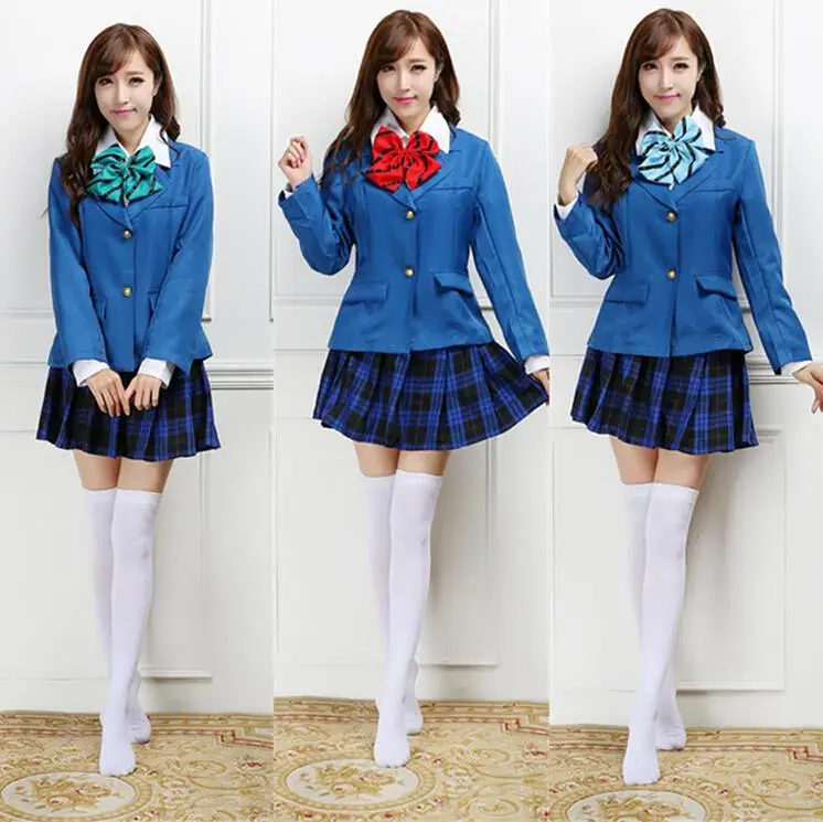2015 Бесплатная доставка новая красивая модная Синяя Клетчатая школьная форма для