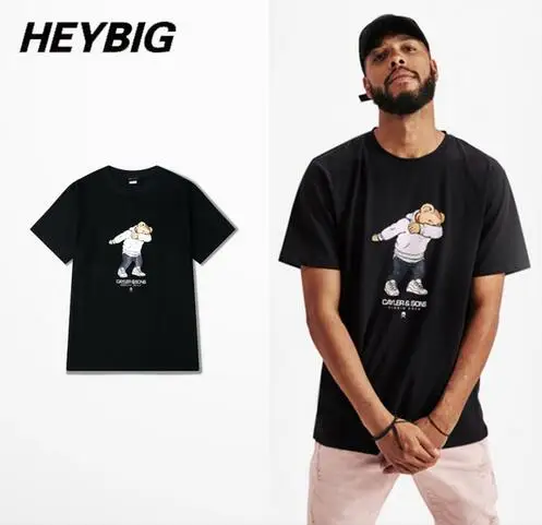 

Лидер продаж 2017, футболка HEYBIG для хип-хопа, уличная футболка с медведем из мультфильма, летние топы с аниме для мужчин и женщин