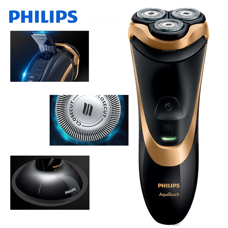 Профессиональная Бритва Philips электробритва AT798 роторная перезаряжаемая с тройными плавающими лезвиями для сухого и влажного бритья для Мужской бритвы