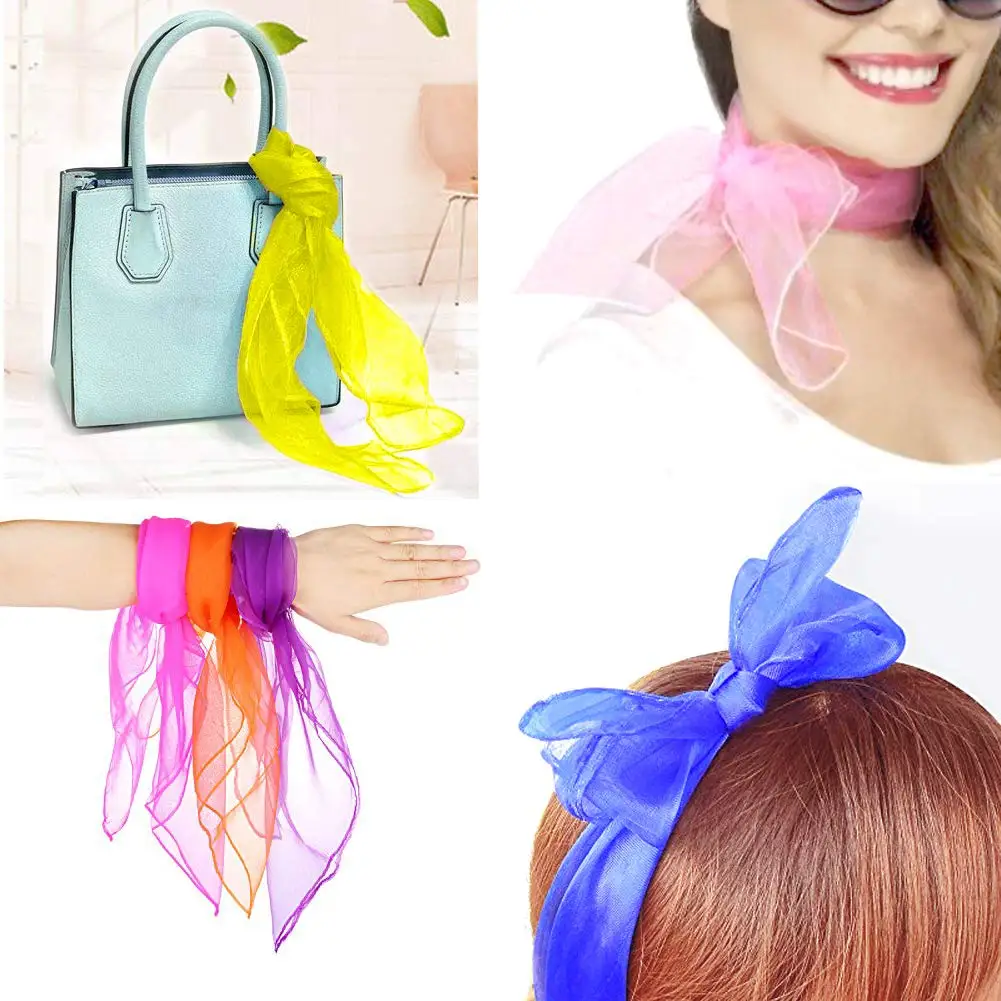 Квадратный платок для танцев 24 шт. шелковый шарф с жонглированием 12 цветов на