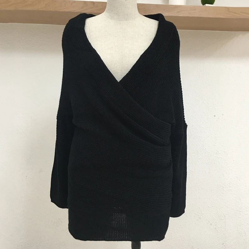 Женский сексуальный свитер с v-образным вырезом и открытыми плечами Осенний