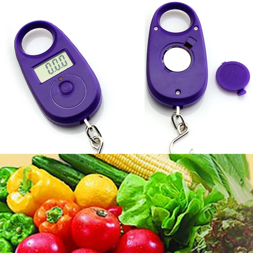 Кухонные электронные весы 25кг мини фиолетовый крючок подвесные багажные