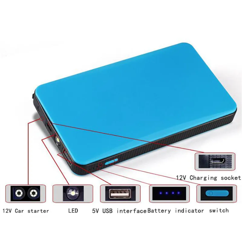 Asknut car jump starter 12000mAh portable power bank battery 12v Multi-Function Emergency LED | Электроника