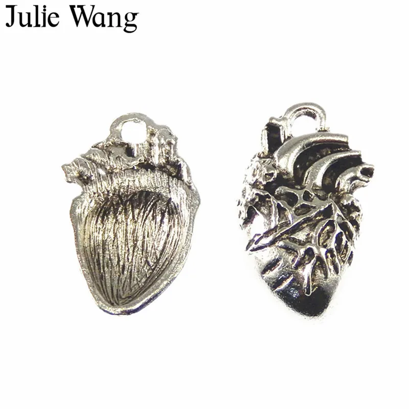 10 шт. винтажные подвески в форме сердца из сплава античное серебро ожерелье