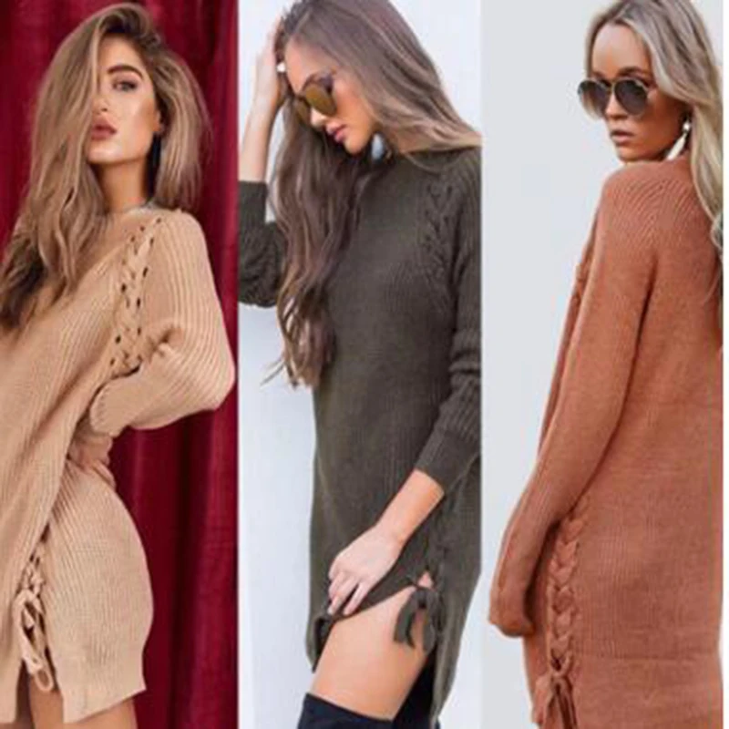 Новые тонкие сад лидер рукав головы Длинный свитер Side Tie sweater2018|ties ties|tie sidetie sweater |