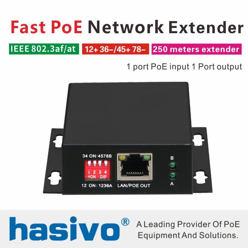 Сетевой Ethernet коммутатор PoE расширитель 250 метров сетевой с 1 портом 10/100M PoE|Сетевые