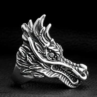 316l stainless steel steam ram men punk ring animal dragon head powerful skull man band gothic rings jewelry gift for him