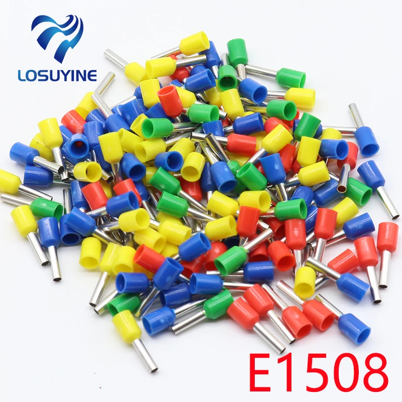 E1508 изоляционные изолированные клеммы для труб 1 5 мм2 100 дюйма|crimp terminal connector|insulated