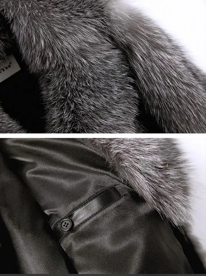 

New arrival Luxurious Men's Fox fur coat Fur one Genuine Leather Winter Fur Jacket High quality Male warm silver fox winter coat