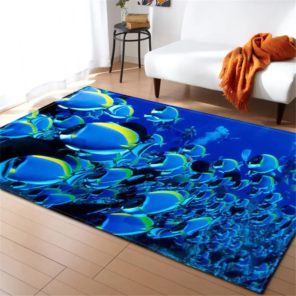 3D ковер с изображением морских рыб и прикроватный напольный детский игровой