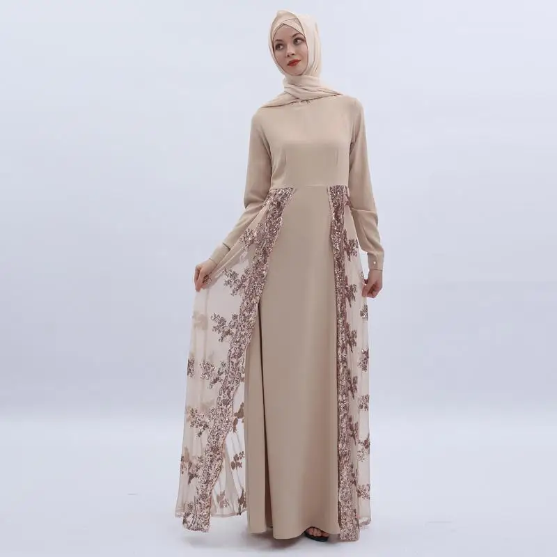 Мусульманское женское платье с блестками и вышивкой Abaya Дубай кафтан длинное
