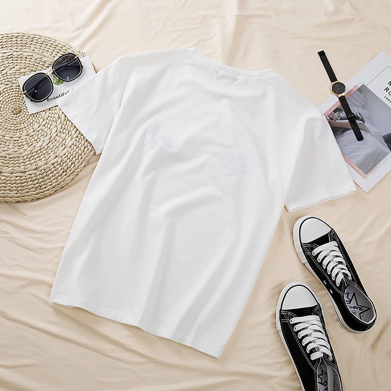 Женская футболка с вышитым бисером белая Повседневная принтом в виде глаз лето