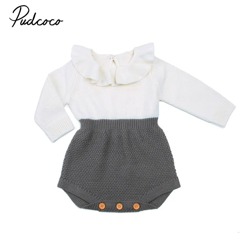 Одежда для новорожденных девочек осень зима 2017 вязаные топы боди с длинными