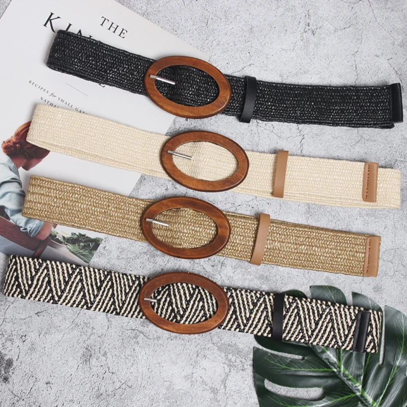 Ремень TOYOOSKY женский Плетеный модный однотонный пояс в этническом стиле с круглой