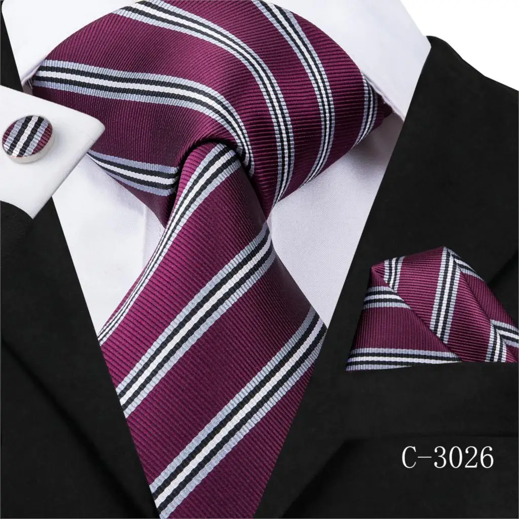 C-3026 C-3014 Hi-Tie мужской галстук шелковый галстук Клетчатые Коричневые галстуки для мужчин высококачественный носовой платок запонки набор мужской свадебный кармашек квадратный галстук - Цвет: C-3026