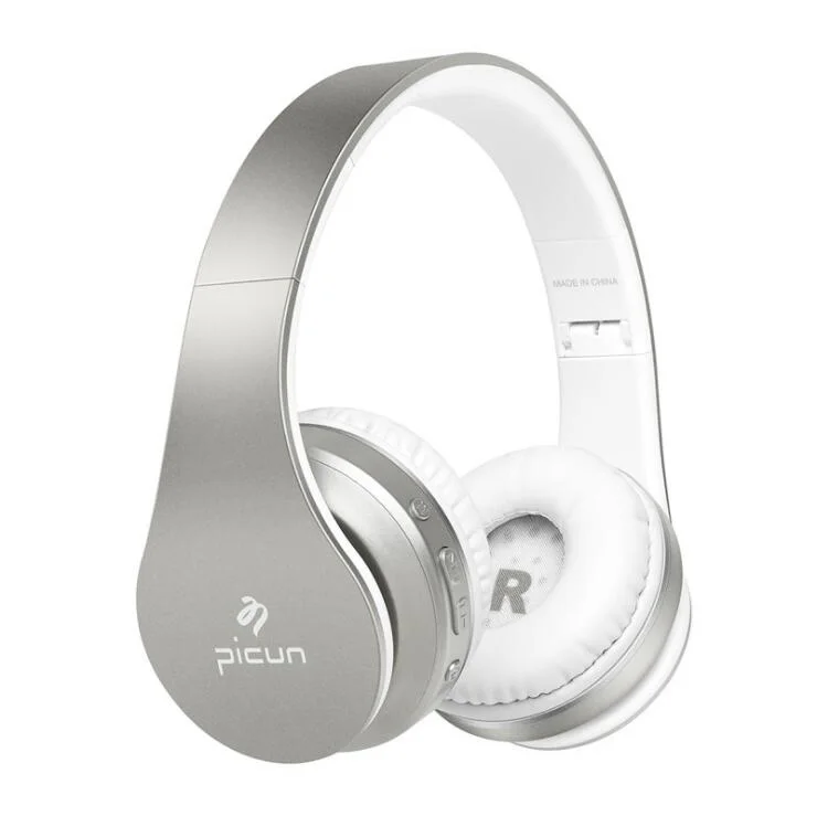 White Sliver Picun P16 беспроводные Bluetooth стерео бас наушники с микрофоном FM радио музыка Спорт Бег гарнитуры TF MP3 игровая гарнитура - Цвет: White Sliver