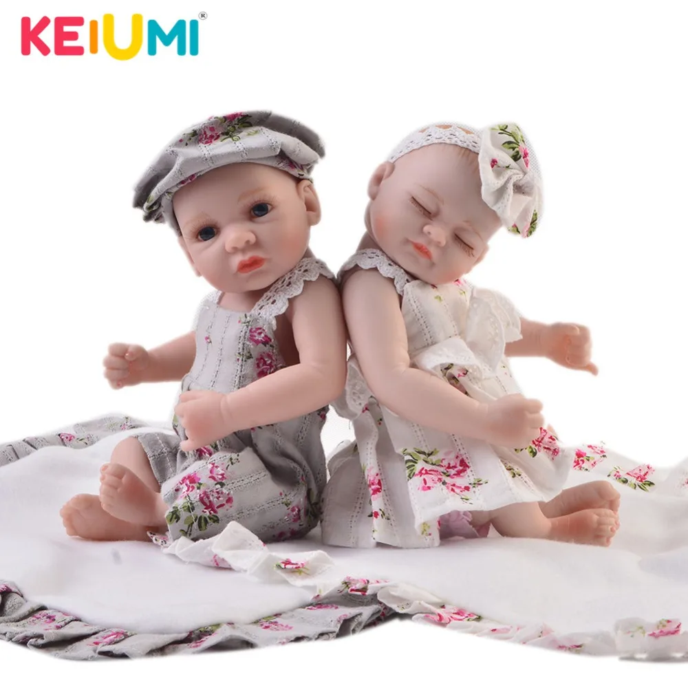 

KEIUMI 11Inch 27cm Reborn Doll Full Body Silicone Twins Doll Sleeping Girl And Awake Boy Doll Baby Toy For Toddler Xmas Gift