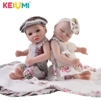 keiumi 11inch 27cm reborn doll full body silicone twins doll sleeping girl and awake boy doll baby toy for toddler xmas gift