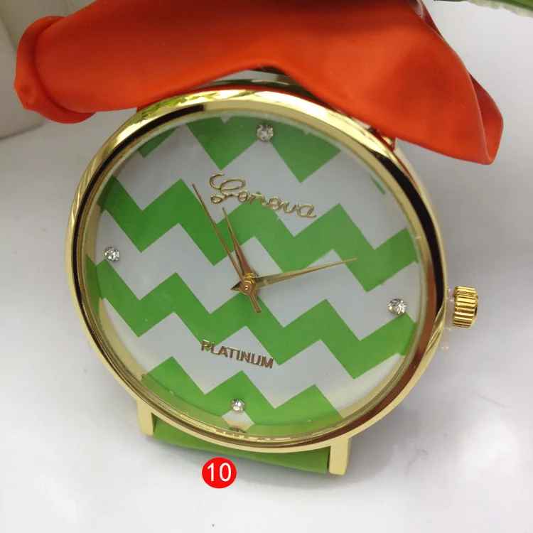 2014 Geneva Brand Wave Pattern Rhinestone Round Digital Dial Watch with PU Leather Band Women Casual Wristwatch Wholesale | Наручные часы