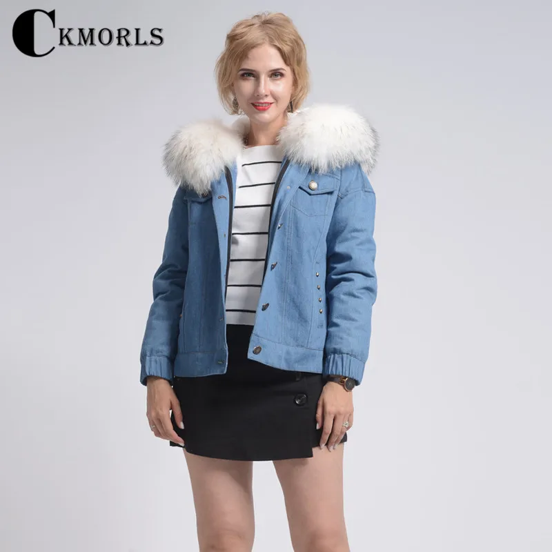 CKMORLS 2018 новое пальто с натуральным мехом женская зимняя куртка кроличьим и