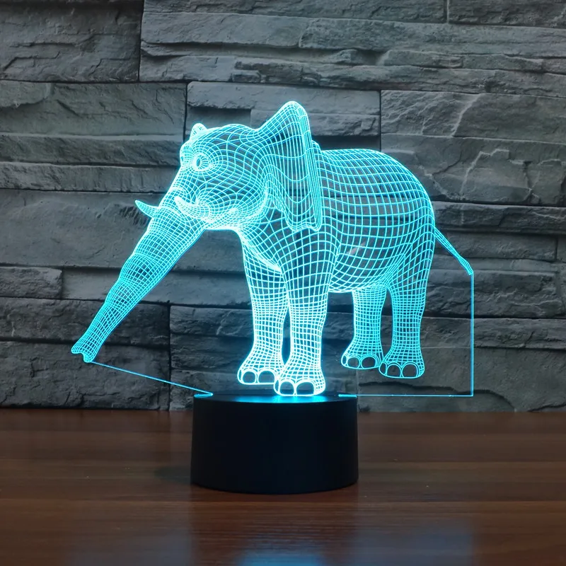 3D Atmosphere lamp 7 Color Changing Visual illusion LED Decor Lamp Elephant 3 Home Table Decoration for Child Gift | Игрушки и хобби