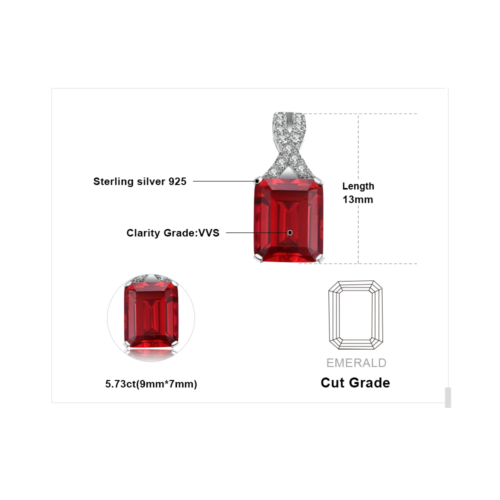 Jewelrypalace Изумрудный Cut 6ct создан красный рубин клип на Серьги стерлингового