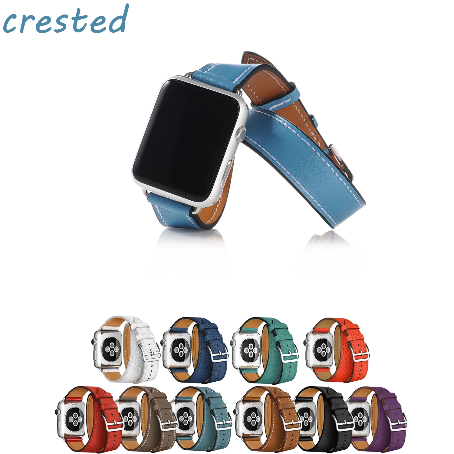 Ремешок из натуральной кожи для apple watch 4 band iwatch series 5 3 2 correa 42 мм 38 44 40 двойной