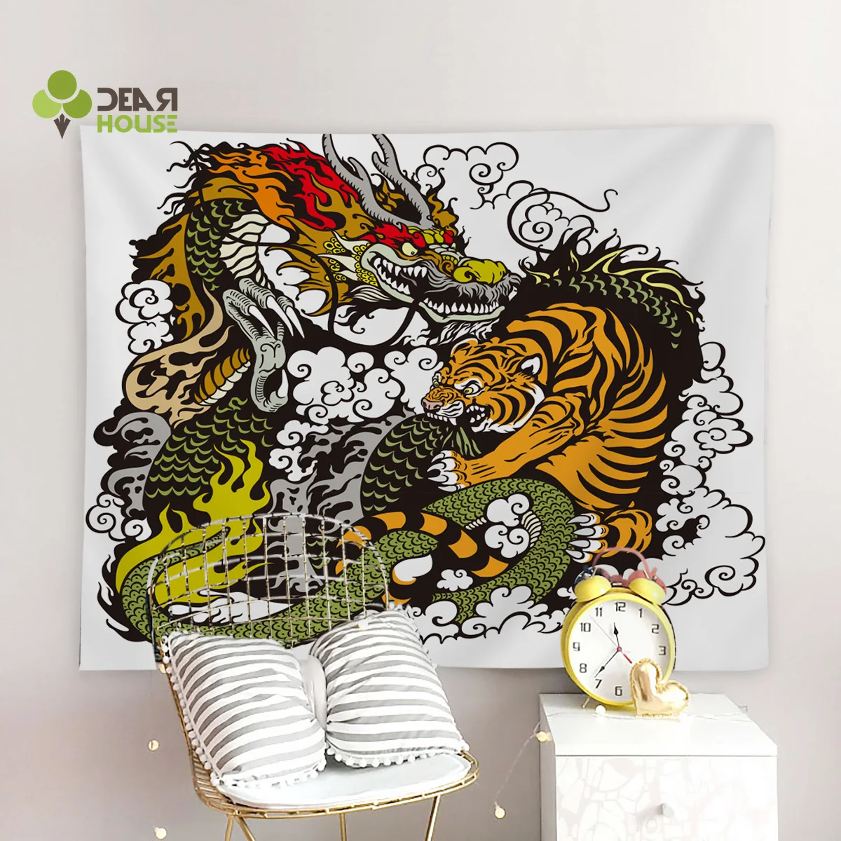 Dearhouse Настенный декор в виде тигра дракона гобелены покрывало постельные