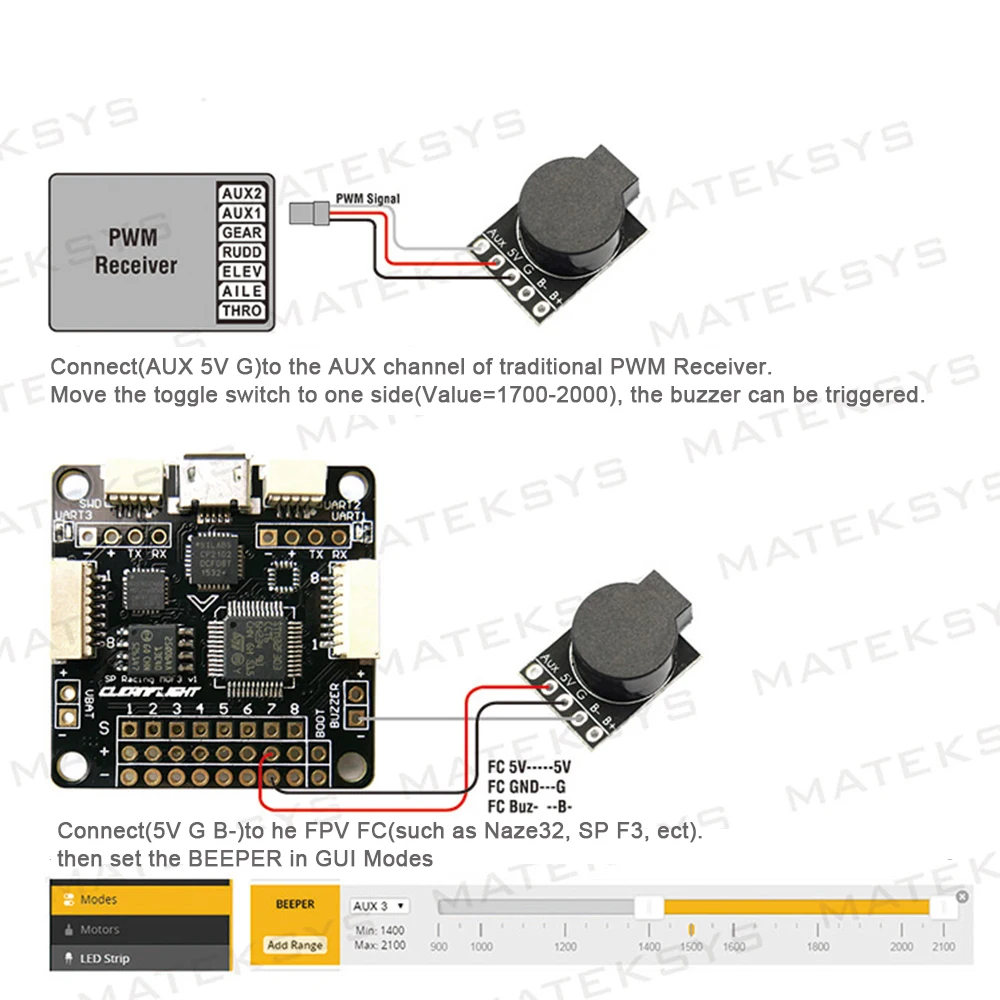Контроллер полета Matek потерянная модель Beeper 5 В встроенный MCU для FPV дронов