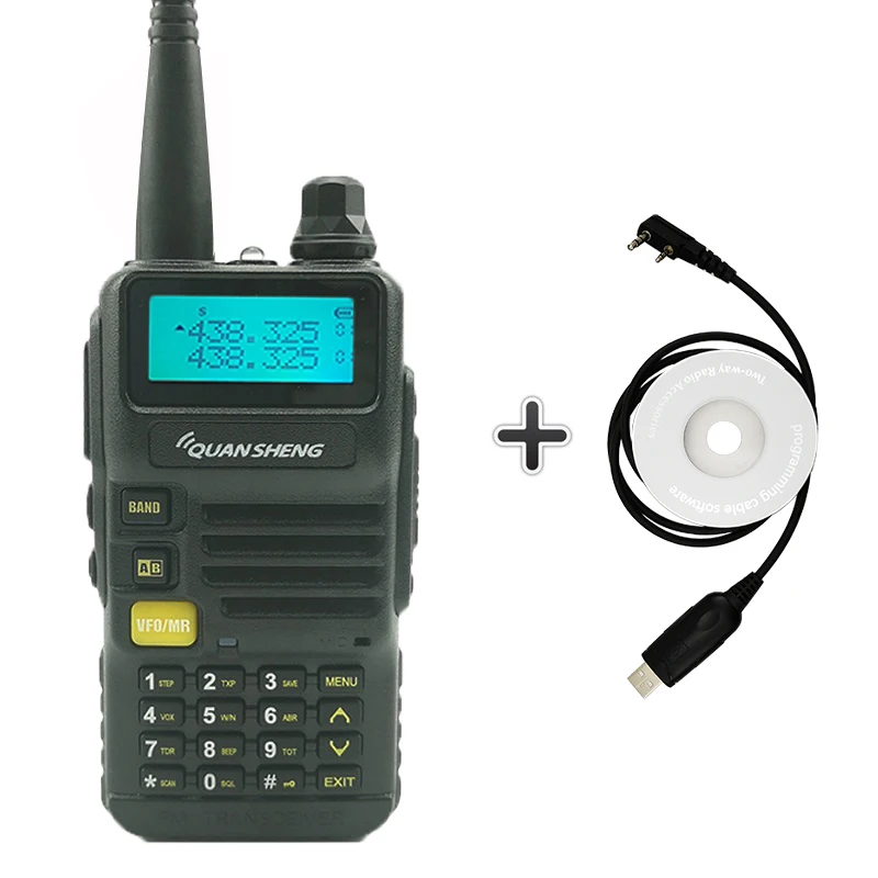 Quansheng UV-R50 портативная рация UHF VHF Двухдиапазонная 5 Вт двухсторонняя рация 2800 мАч длительное время ожидания портативная рация Uv-5r КВ трансивер Uv 5r - Цвет: Add a program cable