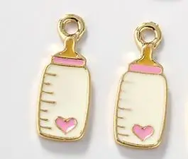 Ivory white Очень мило! 10 шт./лот Детский фартук Детская Бутылочка эмалированные Подвески Металлические Подвески Золотая основа модные ювелирные изделия Аксессуары для DIY ручной работы - Окраска металла: Ivory white