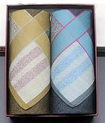 Распродажа брендовый Чистый хлопок ассорти мужские носовые платки Hanky Подарочная коробка набор 2 шт классический винтажный жаккардовый платок отличный подарок для мужчин - Цвет: Черный зеленый