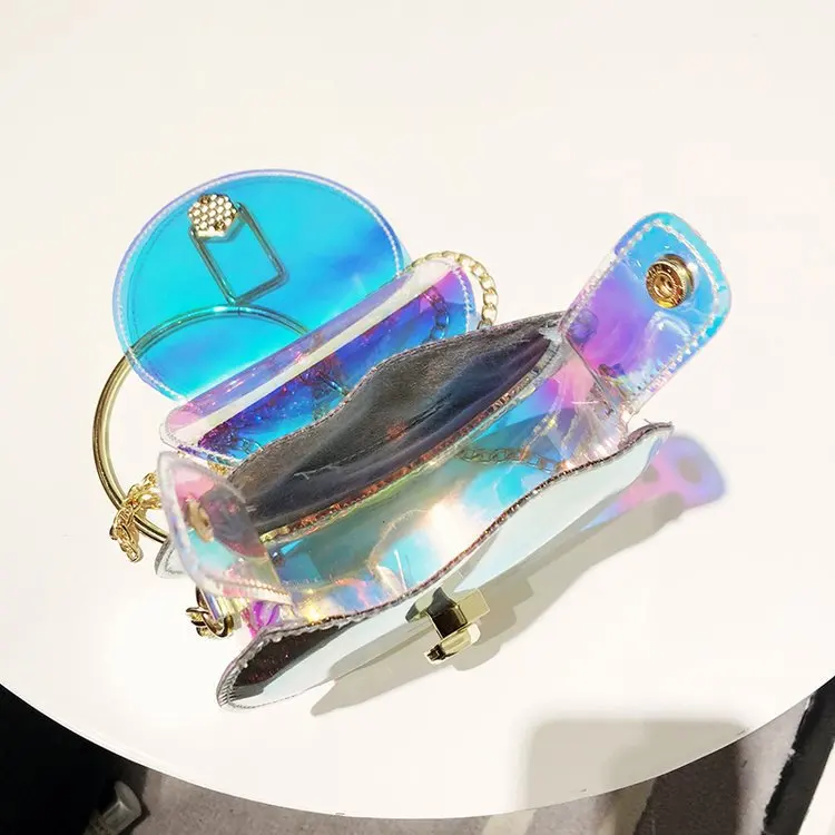 Дропшиппинг 2018 Для женщин Лето Круглый плеча Crossbody Сумки цепочки Лазерная