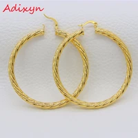 adixyn big circle earrings for women gold color twisted earrings arab african ethiopian jewelry n01092