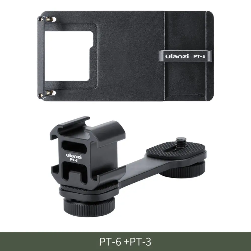 Ulanzi PT-6 Gopro Vlog пластина с микрофоном адаптер для 3 оси Gimbal Moza Mini S Smooth 4 Vimble 2 Vlogging металлический чехол для Gopro 7 6 - Цвет: PT-6 With PT-3