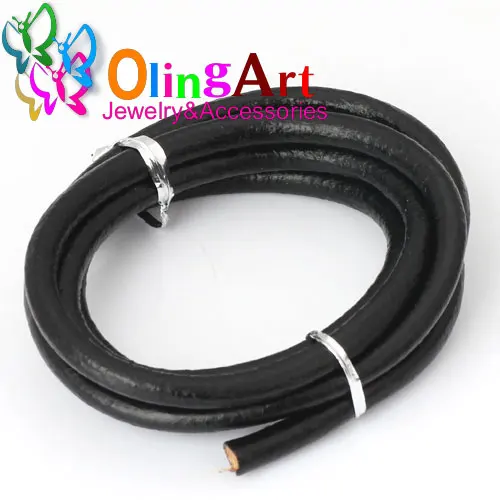 Black 015 Olingart диаметр 1,5/2/3/4/5/6 мм черный/натуральный/коричневый/глазурь кожа круглый шнур Строка Веревка для Цепочки и ожерелья Браслет "сделай сам" для изготовления ювелирных изделий - Цвет: Black 015