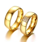Романтические обручальные кольца для возлюбленной свадьбы золотого цвета, парные кольца из нержавеющей стали для помолвки, вечерние ювелирные изделия, обручальные кольца для женщин и мужчин