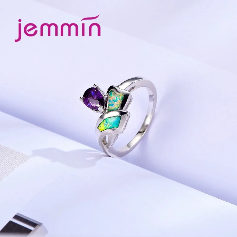 Новое поступление женские зеленые кольца c огненным опалом кабля воды кристалл 925