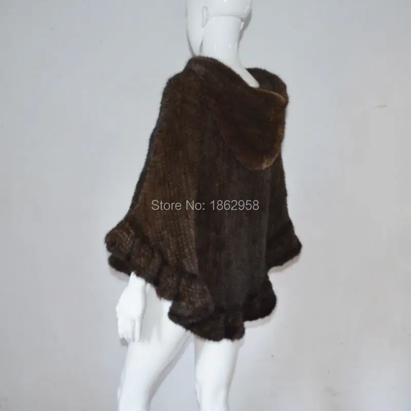 Женское пончо с норкой SJ467 Трикотажное из Бразилии Мехико зима 2019 | Женская одежда