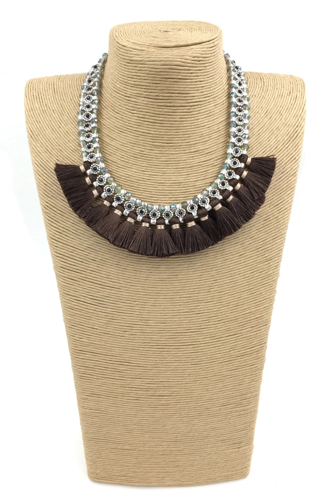 ?? 2016ファッションジュエリー手作りヒョウネックレス卸売自由奔放に生きるスタイルコリアーファムステートメントネックレスタッセルペンダントネックレス